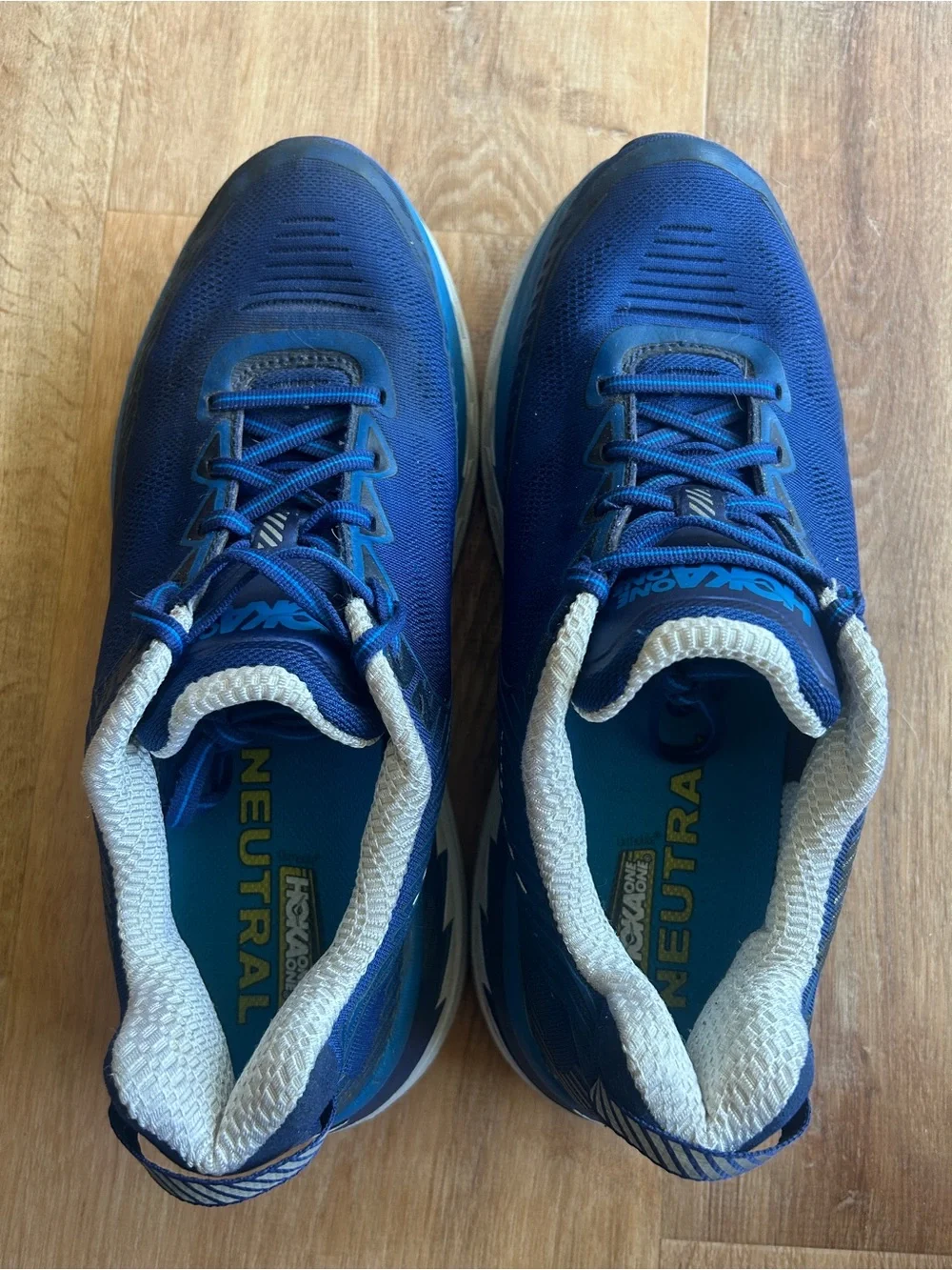 HOKA One One Bondi 5 Men’s Lace Up Running Shoes Blue/White US 10